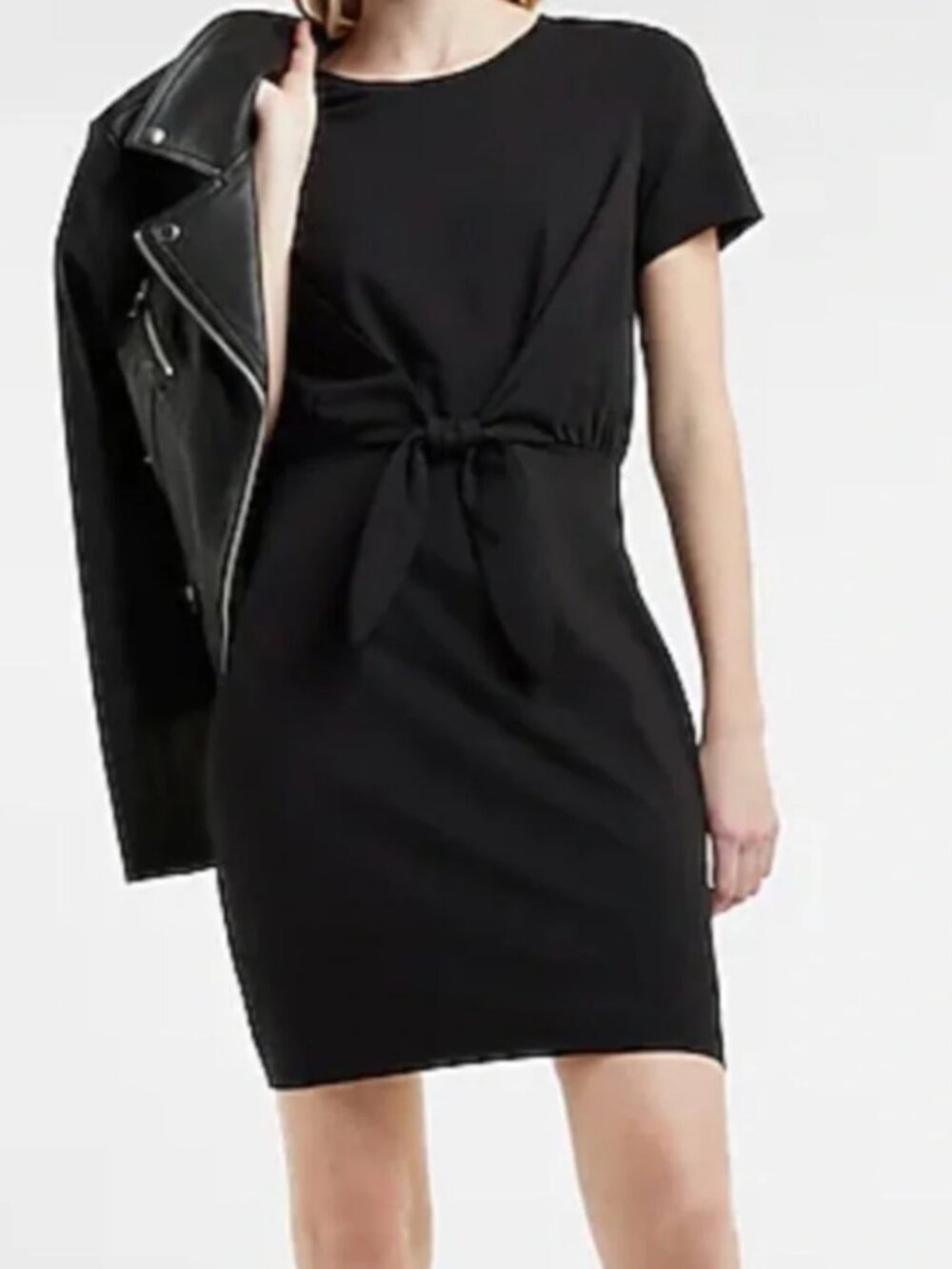 Express - Black - Tie Front - Short Sleeve Dress Size Small
